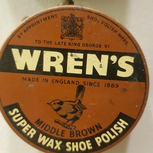 Vintage Tin Wren&#39;s Brand Shoe Polish Tin Box