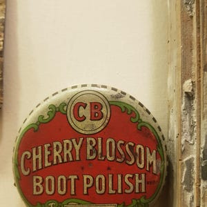 Vintage Tin Cherry Blossom Boot Polish Box