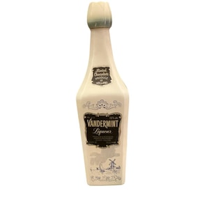 Vintage Vandermint Dutch Windmill Blue & White Empty Liquor Bottle  Tulip Cap