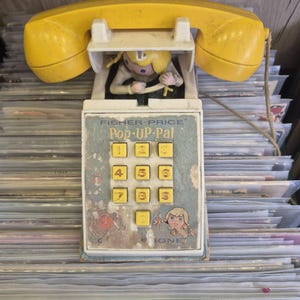 1968 Vintage Fisher Price Pop Up Pal Chime Phone Telephone Toy