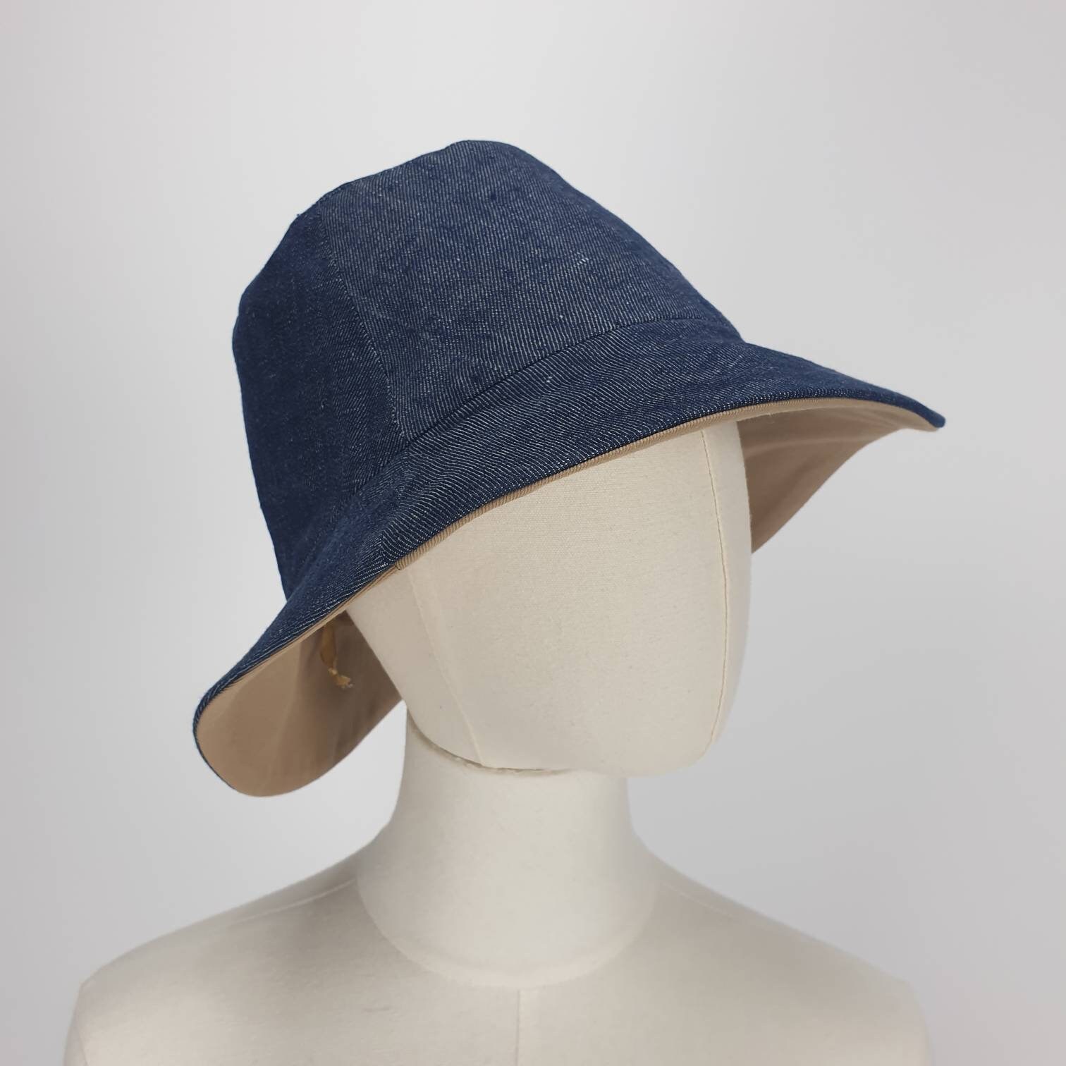 Natural Linen Jean Bucket Hat Unisex Bucket Hat Sun Hat Etsy
