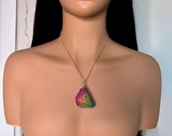 Rainbow Stone Healing Necklace | Gemstone Healing Aura