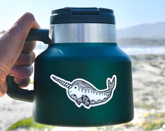 Narwhal Sticker: Black and White Ocean Vinyl Decal