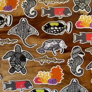 Sea Creature Sticker Pack of 5, Die Cut, Laptop Stickers, Stickers for notebooks, Sea Creature Sticker pack (5)