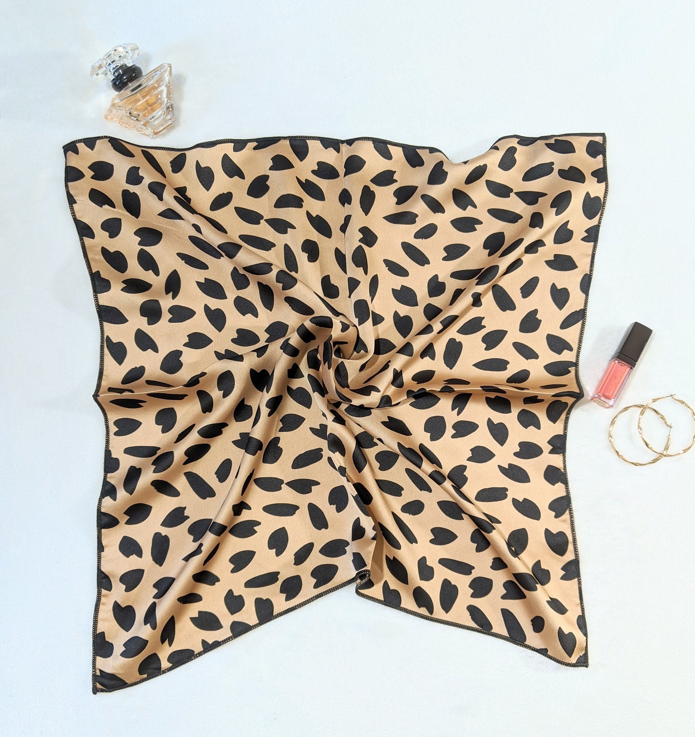 Luxury Leopard Animal Print Silk Scarf Square Wrap Etsy de