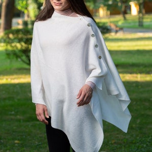 Irish Wool Shawl, Lambswool Blend Knitted Wrap Scarf, Bridal Knit Ruana, Women Lightweight Knit Shawl, Wool Bridal Shall, Wedding Cape Shawl White