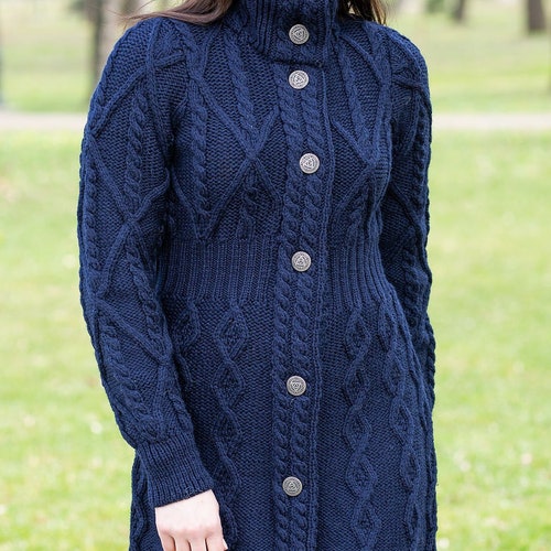 Fisherman Aran Irish Long Coat for 