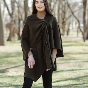 Lightweight Drapped Poncho Shawl for Ladies, Women's Lambswool Drapped Shawl, Irish Wool Ruana Wrap, Made in Ireland image 1