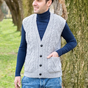 Irish Aran Cable Knit Vest 100% Merino Wool Fisherman - Etsy