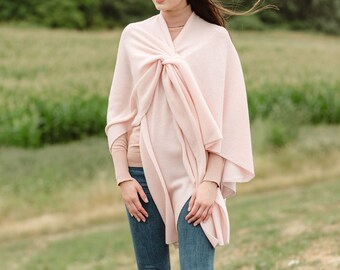 Saol Lightweight Poncho Shawl for Ladies, Women's Lambswool Drapped Shawl, Irish Wool Ruana Wrap, Made in Ireland