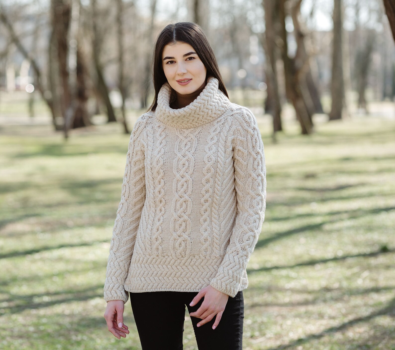 Saol Aran Irish Cable Knit Sweater Jumper 100% Merino Wool - Etsy