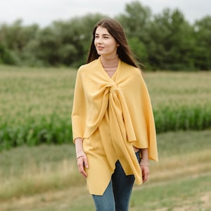 Lightweight Draped Poncho Shawl for Ladies, Women's Lambswool Draped Shawl, Irish Wool Ruana Wrap, Made in Ireland image 2