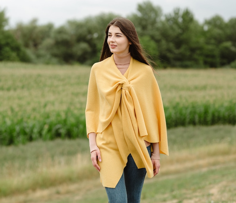 Lightweight Draped Poncho Shawl for Ladies, Women's Lambswool Draped Shawl, Irish Wool Ruana Wrap, Made in Ireland image 2