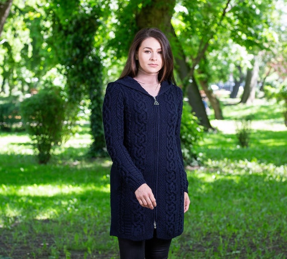 Aran hooded best sale coat