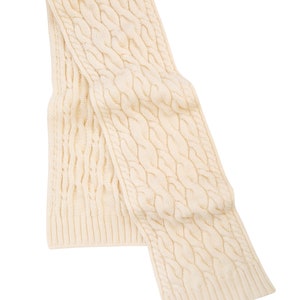 Aran Irish Wool Cable Knit Winter Scarf 100% Pure Merino Wool Shawl Super Soft, Warm, and Cozy Men Accessories Irish Aran Knitting image 6