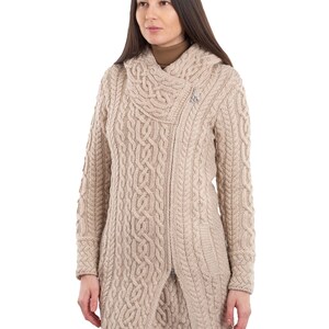 SAOL Irish Ladies Wool Cardigan - Cable Knit, Made In Ireland, Merino Wool, Green, XX-Large 7 thumbnail image