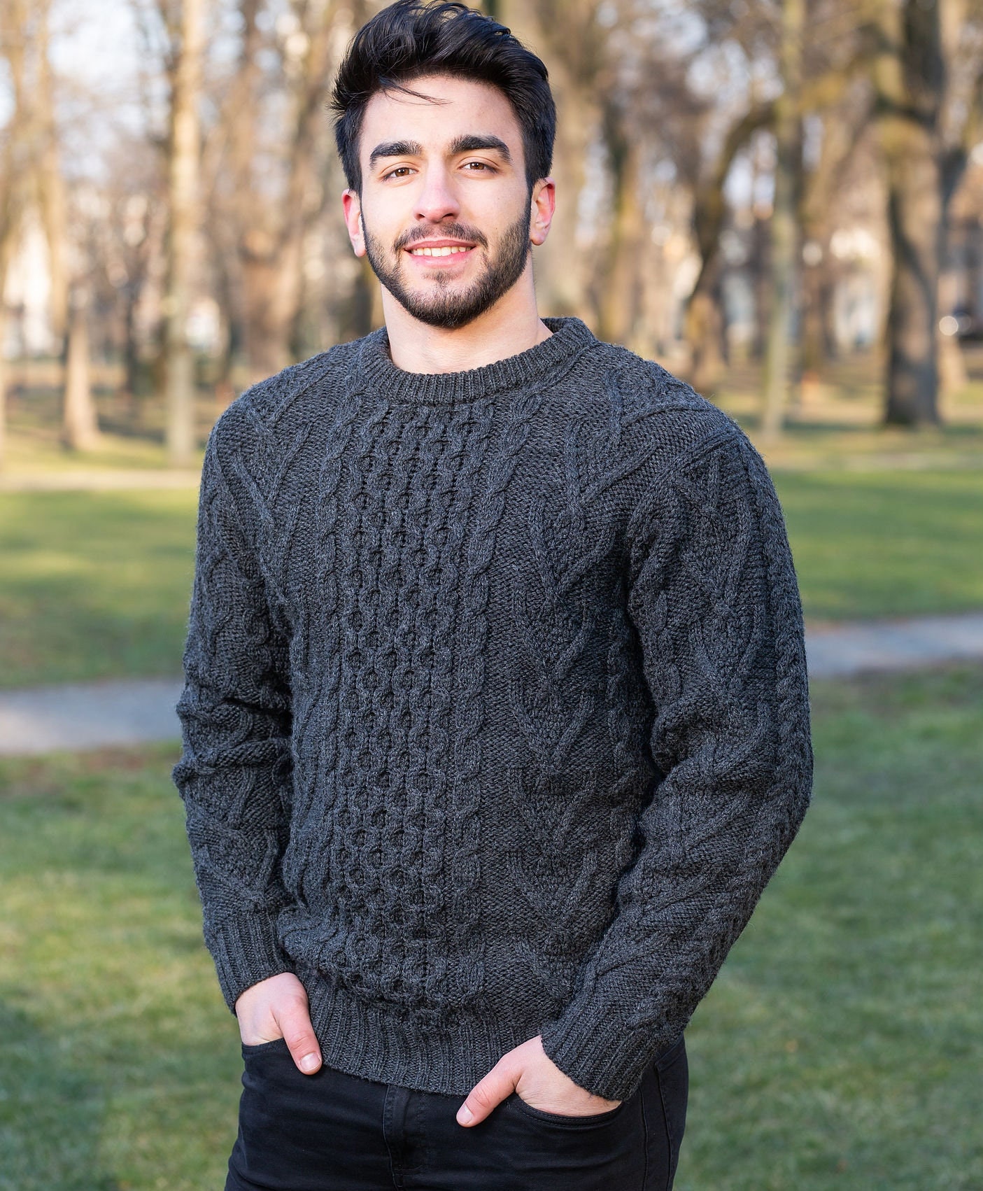 Irish Aran Sweater 100% Merino Wool Fisherman Sweater - Etsy