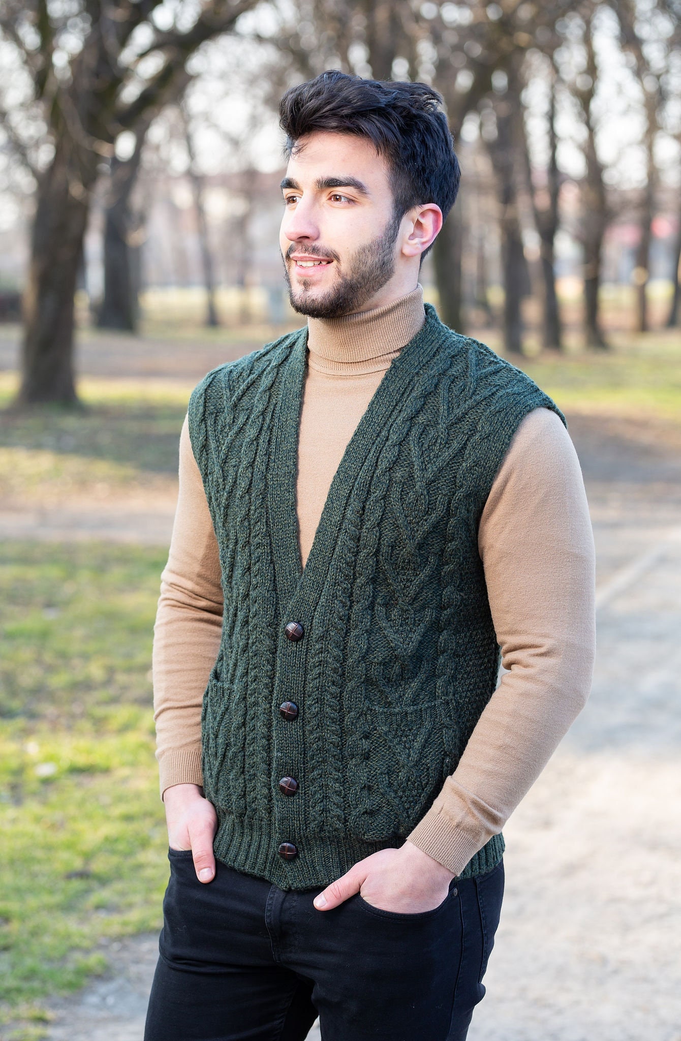 Green sleeveless cardigan cheap