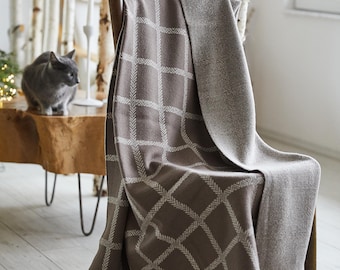 SAOL Irish Woven Spot Check Merino Wool Blanket | Super Soft  Wool Blanket | Farmhouse Throw | Warm Organic Wool Blanket | 75" x 57"