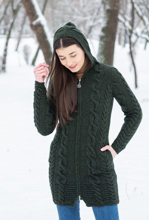 Aran Fisherman Irish Cable Knitted Coatigan Cable Knit Winter