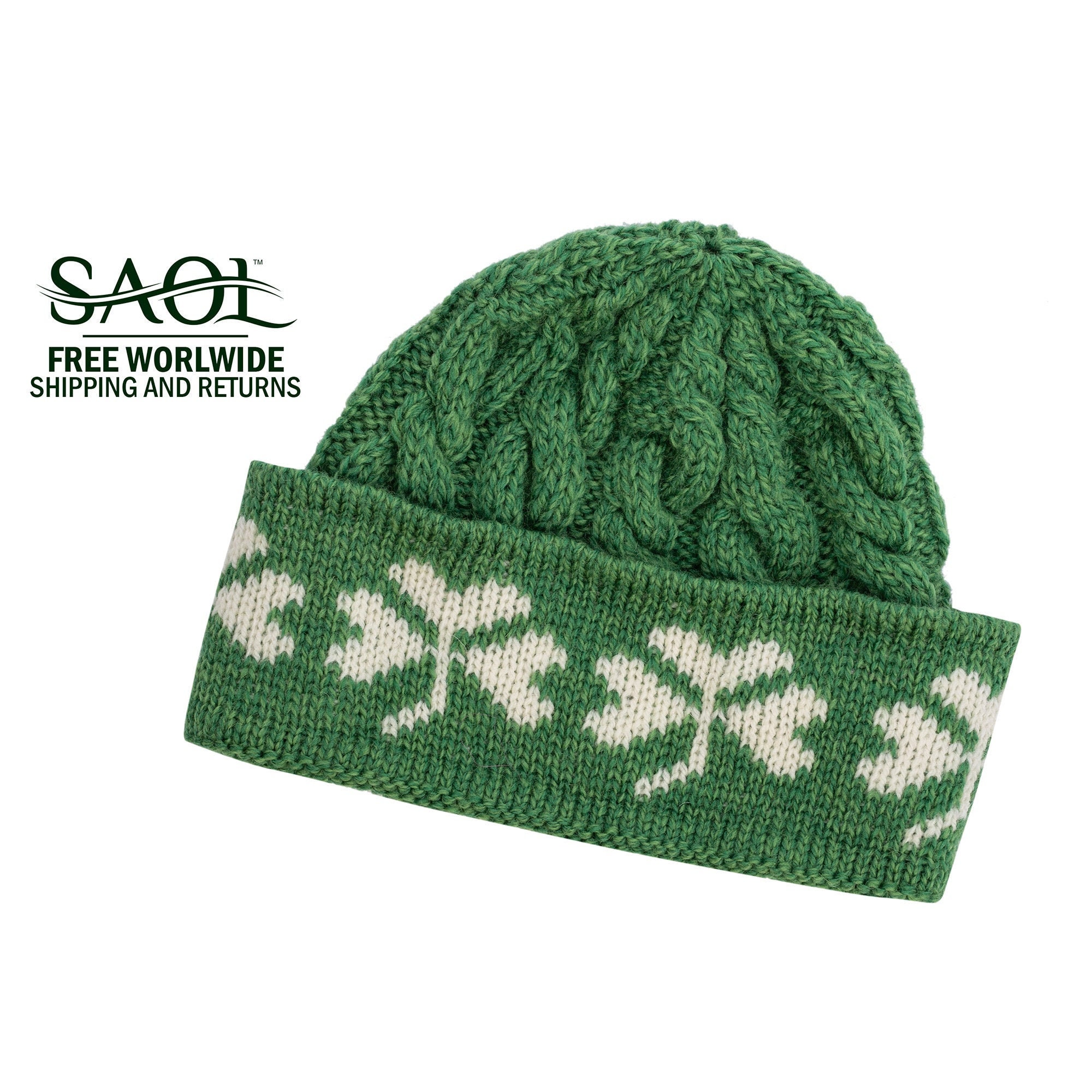 Irish Shamrock Knit Winter Hat/beanie for Men 100 Merino Etsy UK