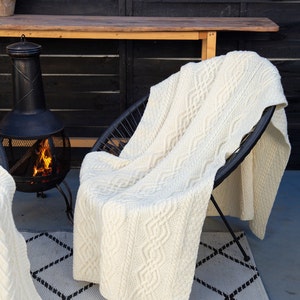 Aran Traditional Irish Heavyweight Throw 100% Merino Wool Cable Knit Fisherman Blanket Wool Cable Knit Knee Blanket Made in Ireland image 5