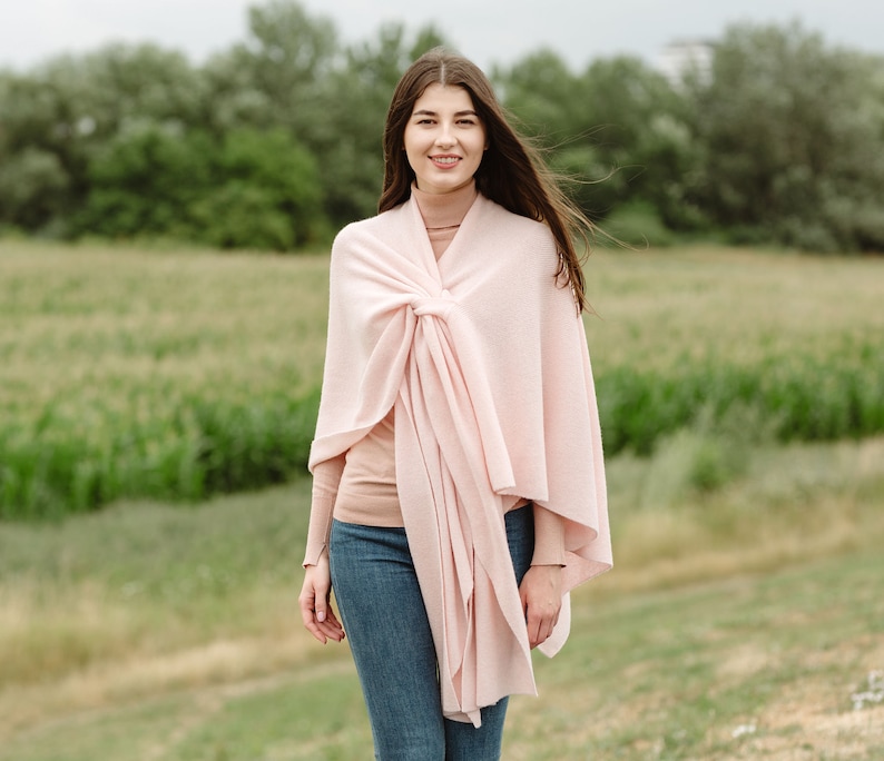 Saol Lightweight Poncho Shawl for Ladies, Women's Lambswool Drapped Shawl, Irish Wool Ruana Wrap, Made in Ireland image 3