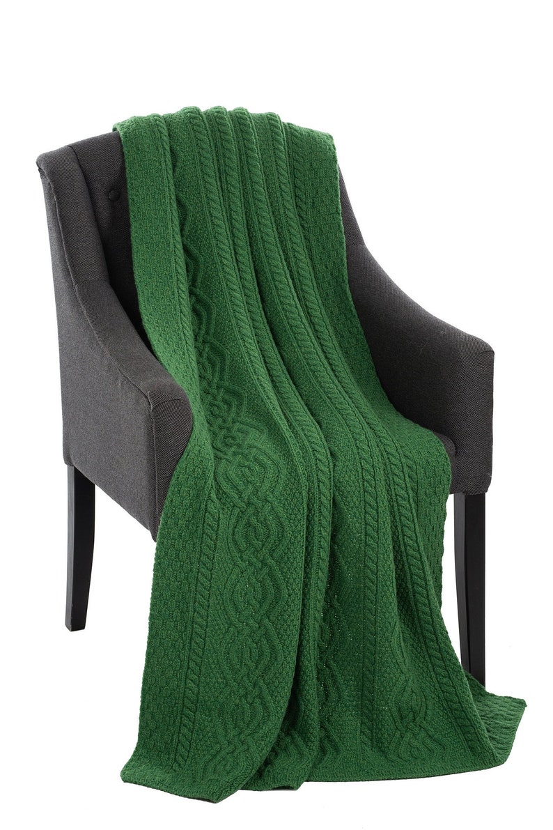 Aran Traditional Irish Heavyweight Throw 100% Merino Wool Cable Knit Fisherman Blanket Wool Cable Knit Knee Blanket Made in Ireland image 3