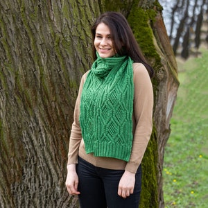 SAOL Aran Cable Knit Scarf for Ladies: 100% Merino Wool Scarf Extra Soft and Super Warm Muffler Irish Aran Knitting Made in Ireland image 6