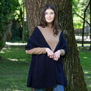 Aran Traditional Cable Knit Shawl for Women Super Soft and Warm Knit Scarf 100% Merino Wool Wrap Irish Aran Knitting One Size image 3