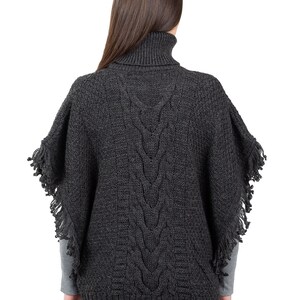 Fisherman Aran Cowl Neck Wool Knit Cape for Women: 100% Merino Wool Beautiful, Soft, Warm, & Durable Poncho Irish Knitting One Size image 8