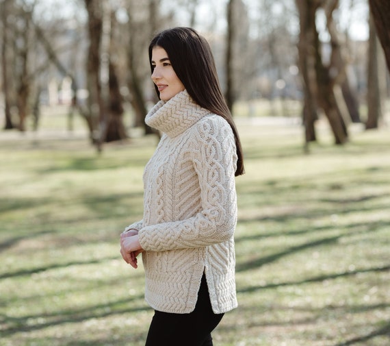 Pull Irlandais pour Homme, Col châle, 100% Laine Mérinos