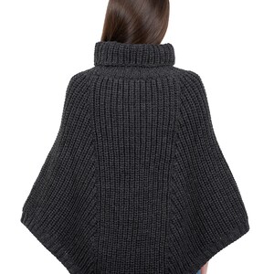 Fisherman Aran Cowl Neck Wrap Poncho 100% Merino Wool Knit Poncho for Women Winter Soft Warm Cape Irish Mantle One Size Fits All image 4