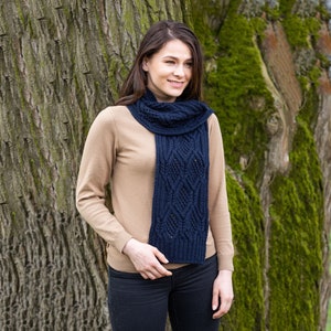 SAOL Aran Cable Knit Scarf for Ladies: 100% Merino Wool Scarf Extra Soft and Super Warm Muffler Irish Aran Knitting Made in Ireland image 3