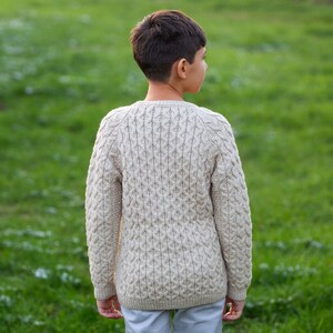 SAOL Kids Aran Merino Wool Sweater, 100% Pure Merino Wool Sweater, Aran Fisherman Sweater for Kids, Made in Ireland image 4