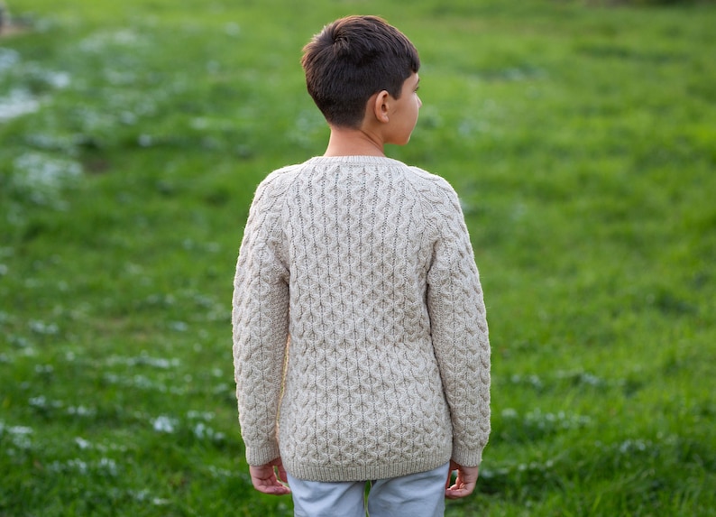 SAOL Kids Aran Merino Wool Sweater, 100% Pure Merino Wool Sweater, Aran Fisherman Sweater for Kids, Made in Ireland image 4