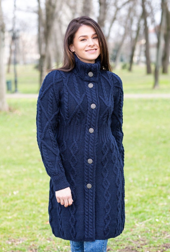Fisherman Aran Irish Long Coat for 