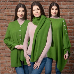 Envoltura de chal de mezcla de lana de cordero irlandesa, envoltura de lana irlandesa, envoltura de poncho ligero para mujeres, Ruana, estola, bufanda de gran tamaño, chal de lana de cordero nupcial Green