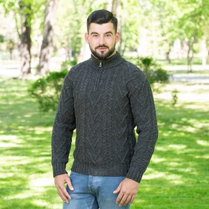 Saol Aran Fisherman Cable Knit Winter Ireland Sweater: 100% Premium ...