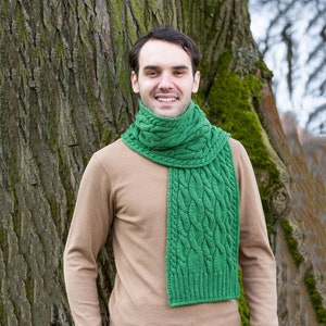 Aran Irish Wool Cable Knit Winter Scarf 100% Pure Merino Wool Shawl Super Soft, Warm, and Cozy Men Accessories Irish Aran Knitting image 5