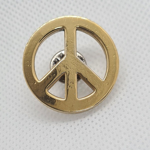 Peace Frieden pin 24 Karat vergoldet | Silber handgefertigt Metallisch | Schmetterlingsverschluss