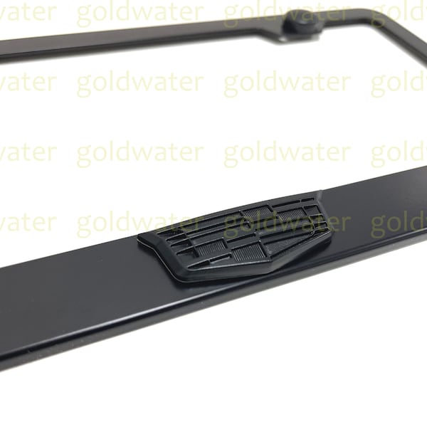 3D (Black) Cadillac Crest LOGO Emblem Badge Black Powder Coated Metal Steel License Plate Frame Holder