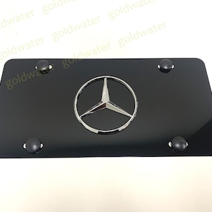 3D MercedesBenz STAR LOGO Emblem Badge Black Aluminum Metal Vanity Front License Plate Tag