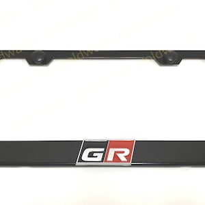 3D GR Gazoo Racing Emblem Badge Black Powder Coated Metal Steel License Plate Frame Holder