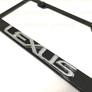 3D LEXUS Emblem Black Powder Coated Metal Steel License Plate Frame Holder