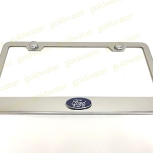 3D FordOval Logo Badge Emblem Stainless Steel Chrome Metal License Plate Frame Holder