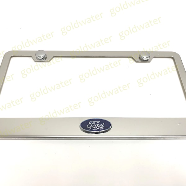 3D Ford Oval Logo Badge Emblem Stainless Steel Chrome Metal License Plate Frame Holder