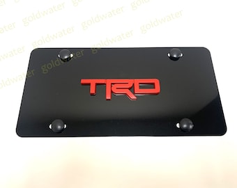 3D TRD (red) Emblem Badge Black Aluminum Metal Vanity Front License Plate Tag
