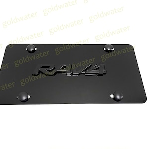 3D (black) RAV4 Emblem Badge Black Aluminum Metal Vanity Front License Plate Tag Black Nightshade Edition