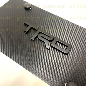3D Black TRD Emblem Badge Carbon Fiber Style Aluminum Vanity Front License Plate
